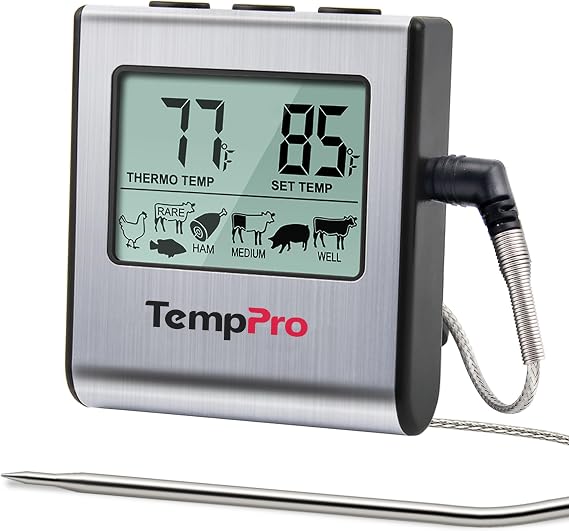 TempPro TempTrack Large LCD Digital Meat Thermometer for Cooking