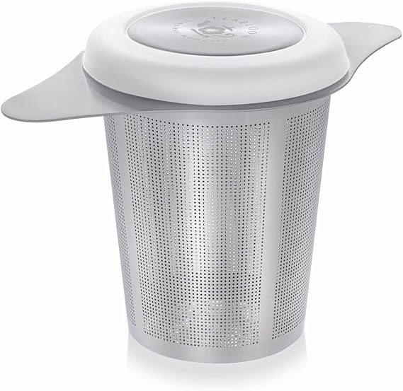 Teabloom Universal Loose Tea Infuser with Dual-Purpose LidDish Fits Cups, Mugs, Teapots Tea Connoisseurs Choice Steep Tea or Coffee
