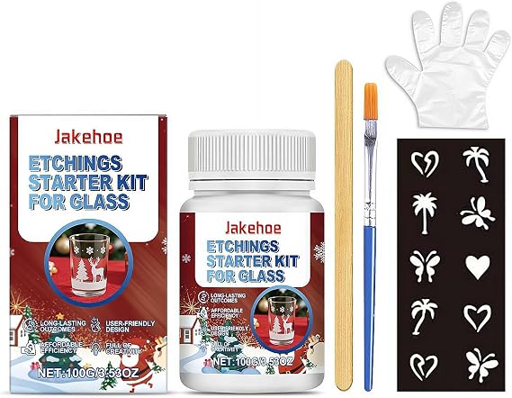 10 oz Frosted Etch Starter Kit for Glass, 2025 Glassware Etching Kit Creates Permanent Etched Patterns, Glass Etching Starter Medium for Intricate Designs, Art Mirrors Frosted Cream for Mirrors