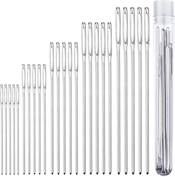 Tapestry Needles Five Sizes 14, 16, 18, 20, 24 - Large Eye Blunt Needles 25 Pcs for Cross Stich and More