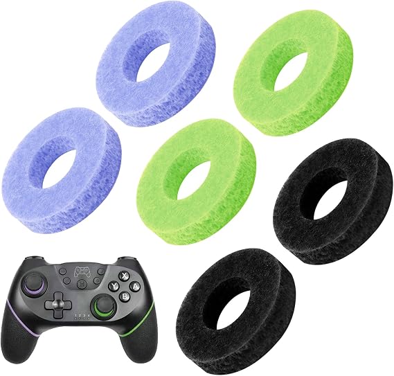 6PCS Precision Rings Control Accessories for Kontrol Freek Xbox SeriesX One | Thumb Grips PlayStation PS4 PS5 Switch Pro Enhance Game and Sensitivity Accuracy Controller Ring Green & Blue & Purple