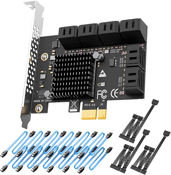 GLOTRENDS SA3112C 12-Port SATA Expansion Card, PCIE X1 Interface