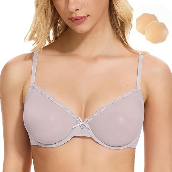Wingslove Women's Sexy Sheer Lace Underwire Bra Non-Padded