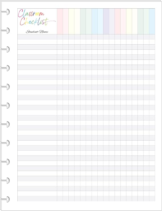 Classroom Checklist Refills for 11-Disc Letter Size Planners, FeroniArt Teacher Planner Inserts Compatible with Happy Planner ARC and TUL