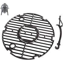 BQMAX Round Cast Iron Grill Grate Kit for Char-Griller E86714 AKORN Jr. Kamado E6714 E06614, Grill Grate with Lifter for Char Griller Replacement Grates CharGriller AKORN Kamado Charcoal E86714