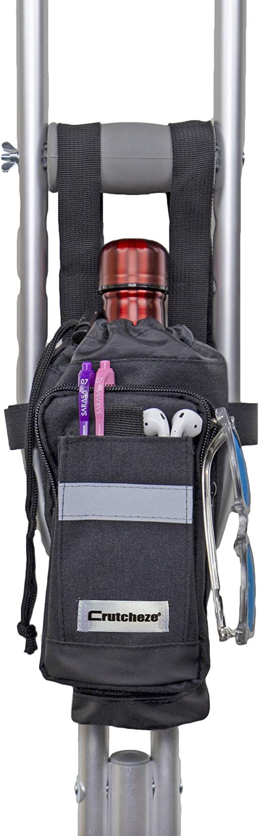 Crutch Bag for Standard Underarm Crutches Larger Capacity Storage for Bottle, Phone & Essentials Crutcheze
