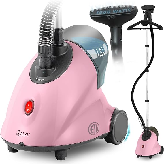 SALAV Full Size Garment Steamer for Clothes with Wheels, 1500W, 1.8L Tank