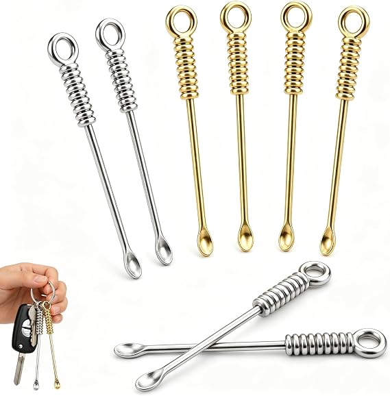 Mini Metal Snuff Spoon, 8 PCS Tiny Spoons for Powder Measuring, Small Spoon
