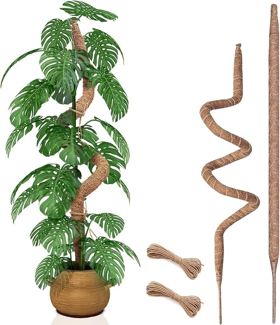 2 Pack 90cm Moss Pole, Bendable Moss Pole for Plants Monstera, Tall Moss Poles for Climbing Plants Indoor, Large Support, Garden Trellis Stick Stakes for Plant