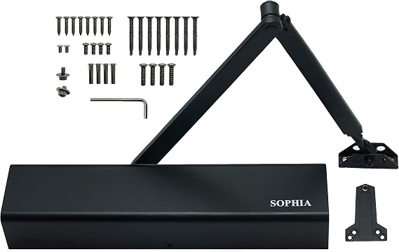 SOPHIA Door Closer Commercial Grade 1, Automatic Door Closer Heavy Duty, Fully Adjustable for 44-330LBS Doors, Auto Door Closure High Traffic Areas -
