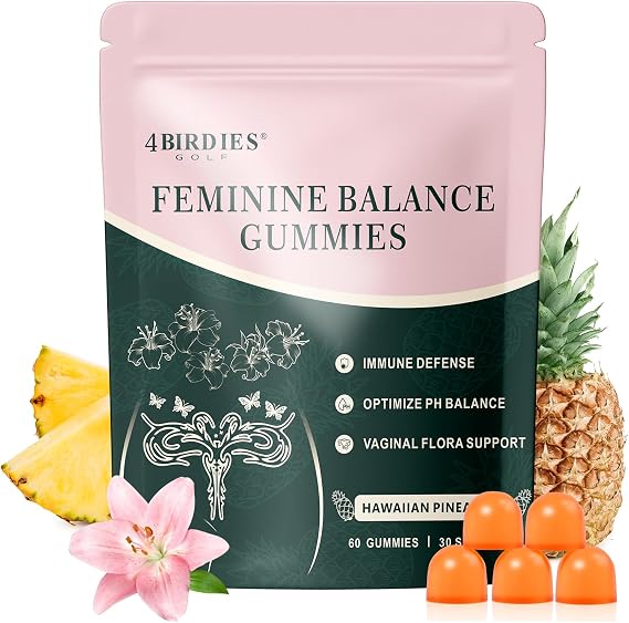 Premium Feminine Balance Gummies for Women's Health, Hawaiian Pineapple Gummies for Women Vaginal Probiotic & pH Balance Support - Vegan - Healthy Odor - Gluten-Free - 60 Count