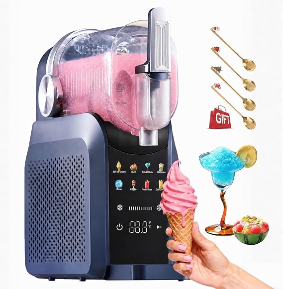 7-in-1 Slushie Machine & Soft Serve Ice Cream Maker,88oz with No Ice Needed,Slushy Machie for Home,Frozen Drink,Margarita,Cocktail,Daiquiri,Frappe,Milkshake,and More Smoothie