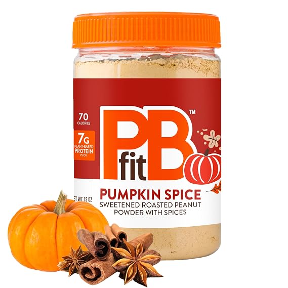 PBfit Pumpkin Spice Peanut Butter Powder 15 Oz, Peanut Spread, 7g Protein