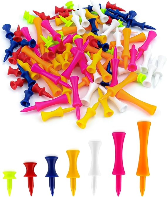 84 Pcs Plastic Golf Tees, Colorful Golf Tees Mixed Sizes