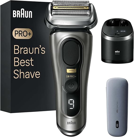 Braun Series 9 Pro+ Electric Shaver with 5 Pro Shaving Elements, Men's Electric Shaver, Long Hair Trimmer, Cleaning Station, Charging Case, PowerCase, Made in Germany, 9575cc, Grey