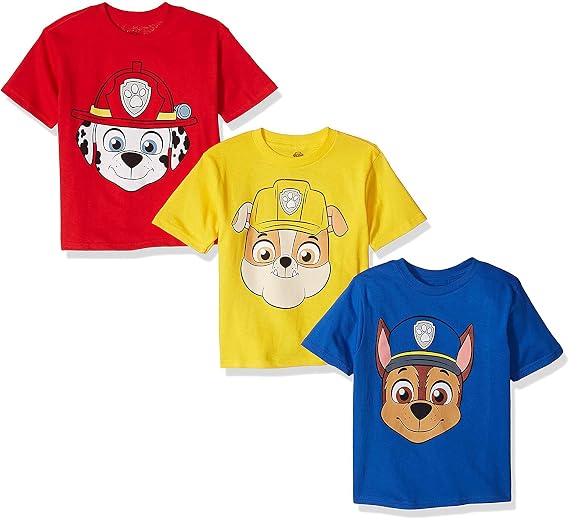 Nickelodeon Boys Paw Patrol Toddler Boys T-Shirt 3-Pack - Chase, Marshall, Rubble, Sizes 2T-5T