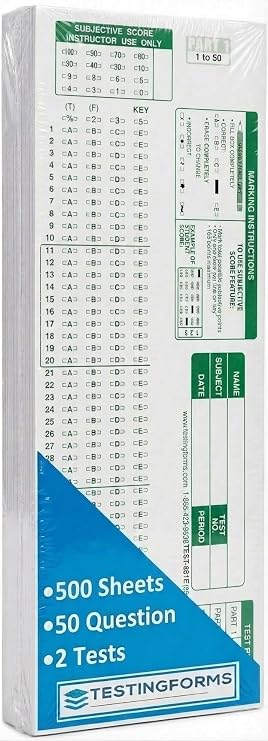 TEST-881E 881 E Scantron Compatible Testing Forms (500 Sheet Pack)