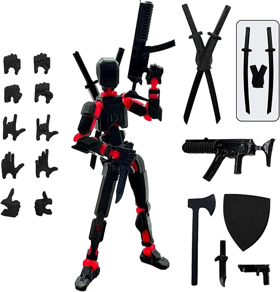 3D Printed Figure 5.54-inch Dummy13 with Weapon Expansion Set. (Black)
