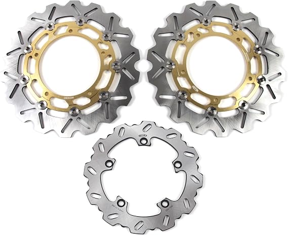 Floating Front Rear Brake Discs Rotors for Yamaha FZ09 14-17, MT09 2014-2015 ABS 14-20, MT-09 SP ABS 18-20, MT09 SPORT TRACKER ABS 16 Gold
