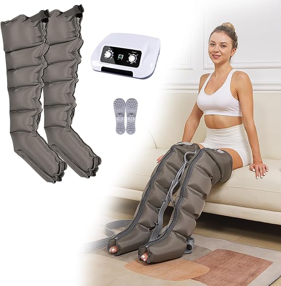 Leg Massager with Air Compression, Air Wave Pressure Massager, Compression Pump, for Full Body Massage Pressotherapy Lymphatic Drainage, Muscle Relief Fast Recovery (6 Cavities 2 Legs)