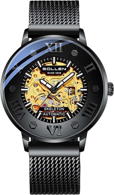 Mens Skeleton Automatic Watches,Dual-Sided Skeleton Mechanical Watch