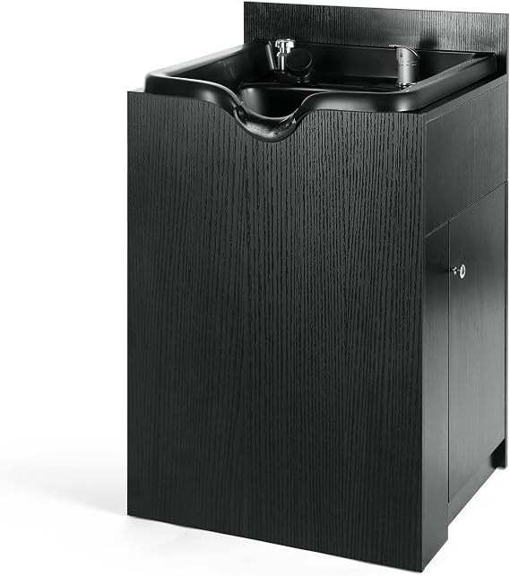 Shampoo Bowl with Cabinet Beauty Salon Shampoo Bowl Backwash Station Floor Cabinet Black