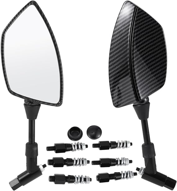 1 Set Motorcycle Rear View Mirrors Universal Plastic Iron Clear Glass Bar End Side Mirrors Mount Black Irregular Trapezium Straight Handle