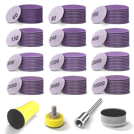 MAXMAN 1" Sanding Discs, 120Pcs Wet/Dry Sandpaper, 1/8" Shank Backing Pad | Hook and Loop Sand Paper, 60-10000 Grits with Polishing Pads, Interface Pad, for Drill/Grinder Rotary Tools and Wood/Jewelry