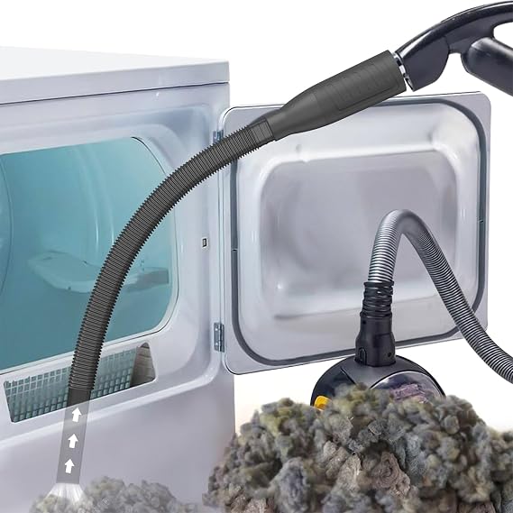 PetOde Dryer Vent Cleaner Kit Dryer Vent Vacuum Hose Attachment Black | Dryer Vent Cleaning Hose Reach Deep Inside Vents - Remove Hidden Lint, Speed Drying & Reduce Fire Risk
