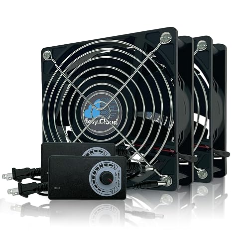 120mm Variable Speed Axial Muffin PC Fan with Controller, 2Pack