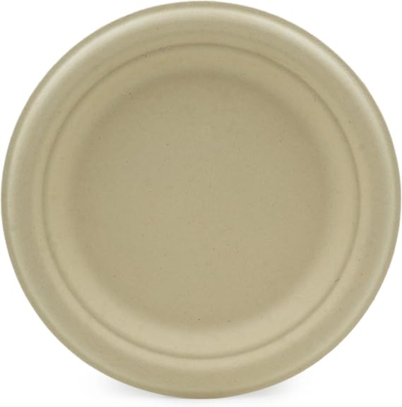 BioGreenChoice 7" Compostable Fiber Molded/Bagasse Plate, Unbleached, 1000 CT
