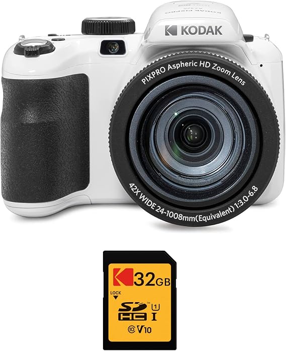 Kodak PIXPRO AZ425 Astro Zoom 20MP Digital Camera with 42x Optical Zoom White with Kodak 32GB SD Card 2 Items