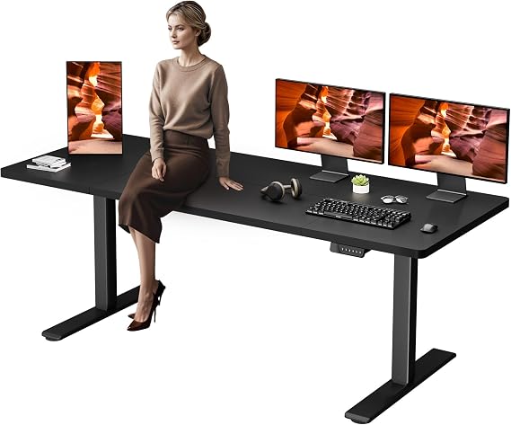 79''x31''Dual Motor Adjustable Large Standing Desk for Home Office | Stand Up Electric Splice Board Desk with Adjustable Height and 4 Memory Preset, for Computer Workstation, Black