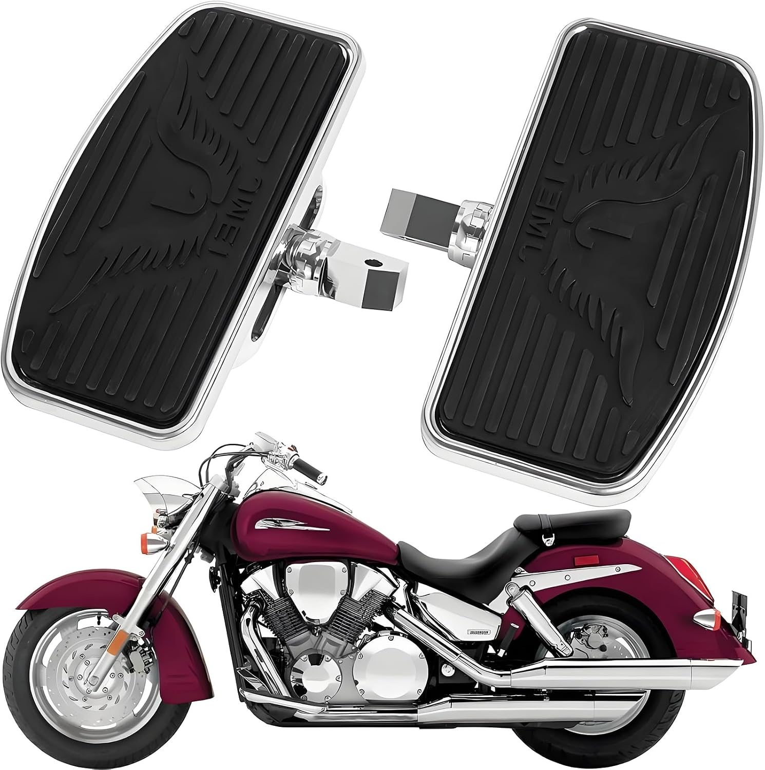 Adjustable Motorcycle Floorboards, Universal Driver Rider Passenger Footboards Footrest Foot Pegs Accessories for Honda VTX1300/1800 Shadow 1100 Yamaha V Star 650 Suzuki C50 Kawasaki Front Rear Pedal