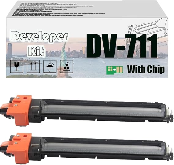 DV-711 DV711 Developer Kit, Compatible for Konica Minolta Bizhub C654 C754 C654e C754e PrintersHigh Print Volume with Chip 2 pcs