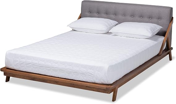 Baxton Studio Beds (Platform), Double, Gray/Walnut