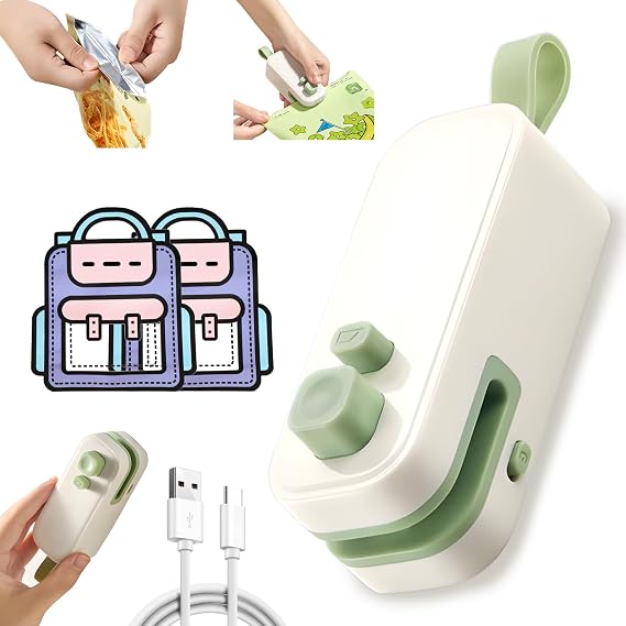Rechargeable 2 in 1 Mini Bag Sealer with Cutter and Magnet, 2026 New Mini Bag Sealer, Small Package Sealer for Chip Snack, Fashion Design Portable Sealing Machine for Kitchen with Cute Snack Bag, m6