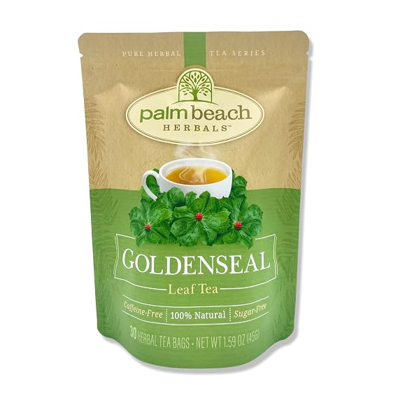 Palm Beach Medicinal Herbs - Goldenseal Leaf Tea - Pure Herbal Tea Series, 30ct