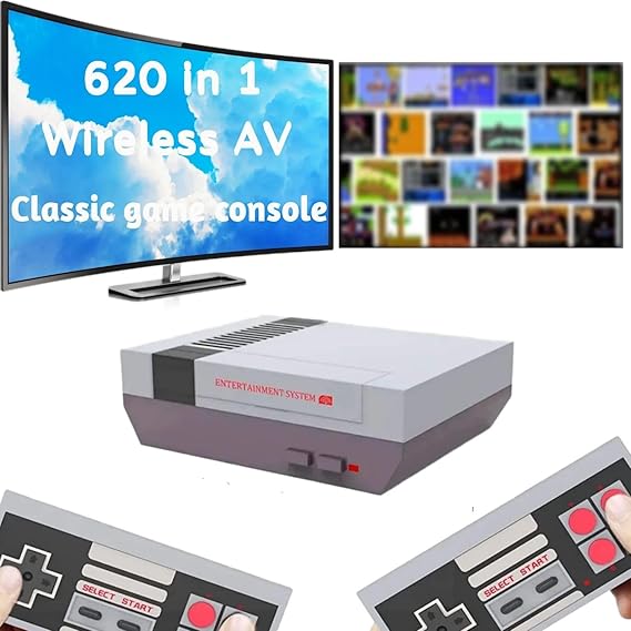 Classic Mini Retro Game Console,AV Output Handheld Game System with Dual Wireless Controllers,Plug and Play(V1).