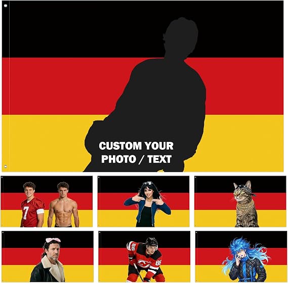 Custom German Flag-Personalised German National Flag with Picture Photo Logo Text-Custom Germany Tapestry Banner for Dorm,Sports Competitions,Party Bar Garden Festivals Decoration Indoor Outdoor