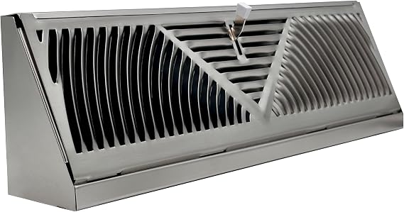 Satin Nickel Finish Baseboard Register (18 Inch, Satin Nickel)