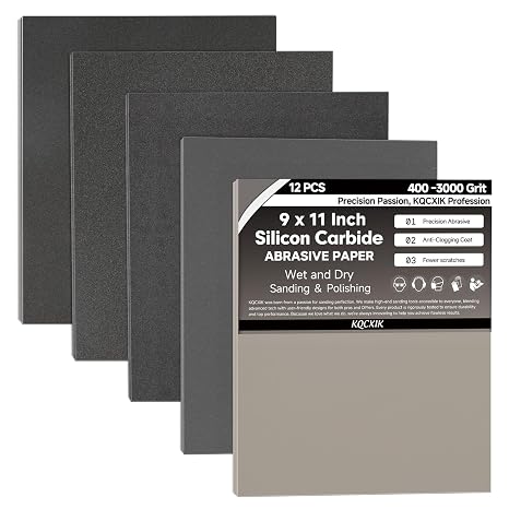 12-Sheet Premium Wet Dry Sandpaper Assortment Fine, 9 x 11 Inch