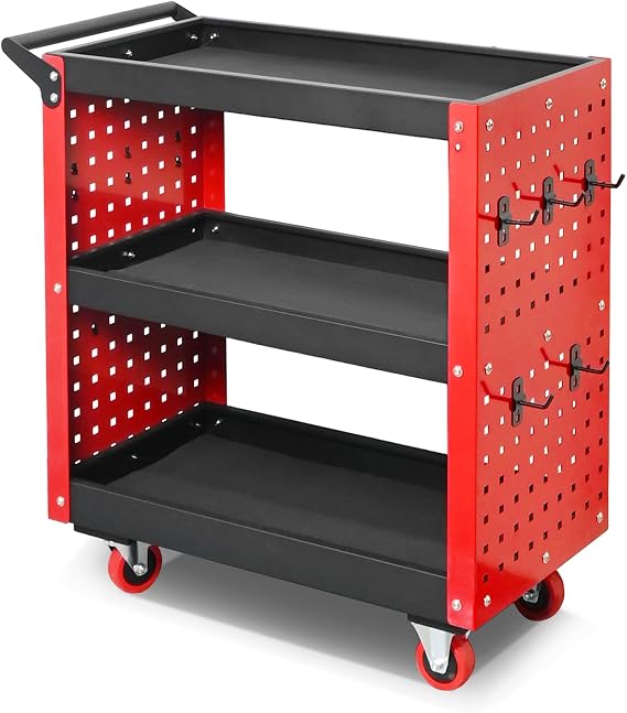 3-Tier Rolling Tool Cart on Wheels, 660 Lbs Capacity