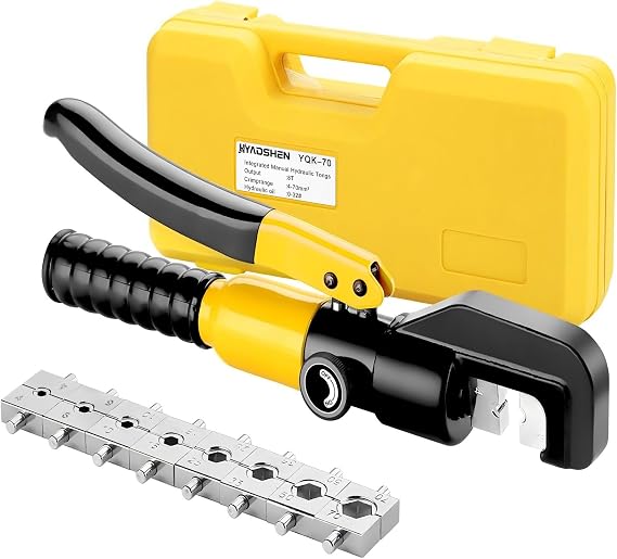 6 Ton Hydraulic Crimping Tool 12 AWG to 2/0 AWG, Battery Cable Lug Terminal Crimper With 8 dies,Easy to Operate Hydraulic Wire Crimping Tool Kit for Wire Rope