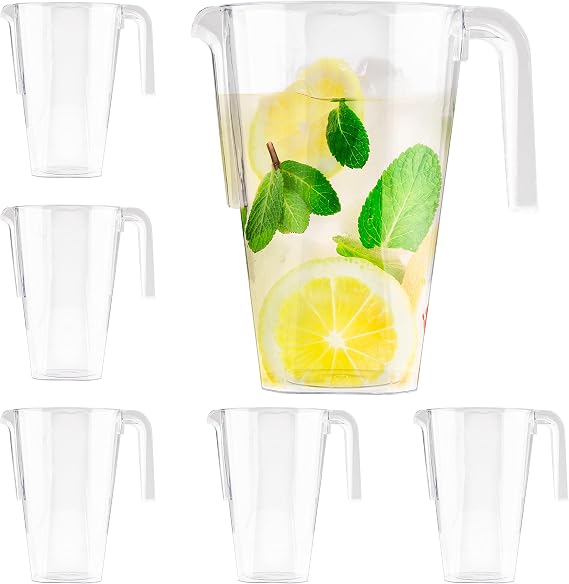 MATANA 6 Large Reusable Plastic Jugs 1.5L, Cocktail Pitcher Jug, Parties | BPA-free & Clear · Water, Pimms & Cocktail Jug · Lemonade, Punch, Sangria, Juice & Beer · BBQ, Weddings, Birthdays & Picnics