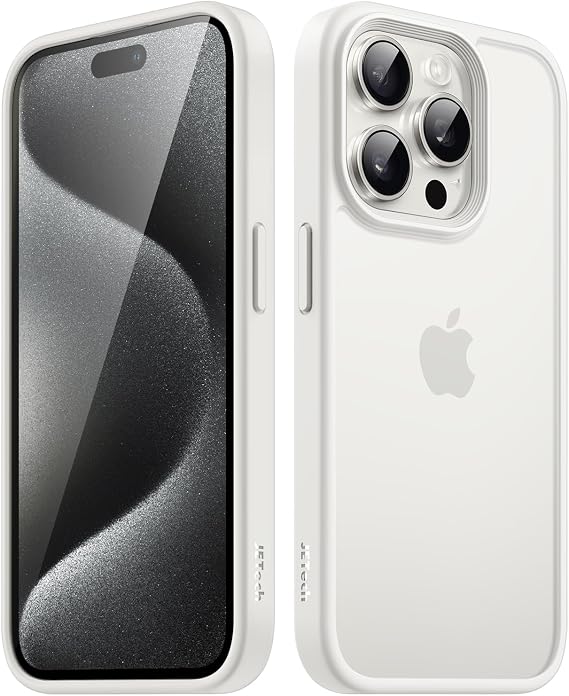 JETech Matte Case for iPhone 15 Pro, White