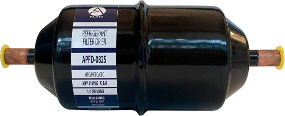 Appli Parts APFD-082S 1/4 in Liquid Line Refrigerant AC Filter Drier hvac Refrigeration 082S ODF Sweat Solder connection universal unidirectional 6in long 2-1/4 in wide