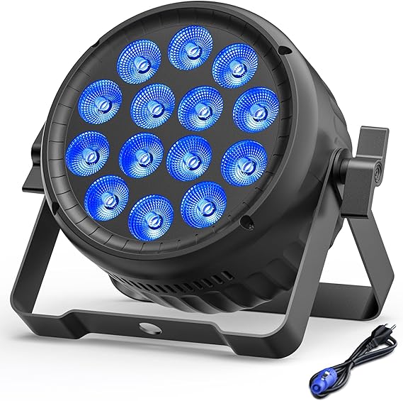 Par Lights RGBW 4in1 14X18W LED Stage Lighting Aluminum Strobe Stage Light DMX512 Uplights with Sound Activated Party Lights for Church DJ Disco Club Wedding Concerts Halloween Christmas