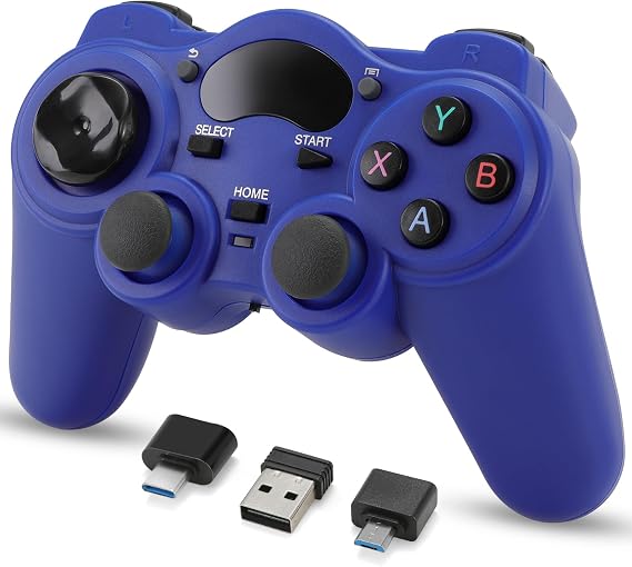 USBワイヤレスゲームコントローラー ゲームパッド PC/ノートパソコンWindows XP/7/8/10 & PS3 & Android & スチームブルー