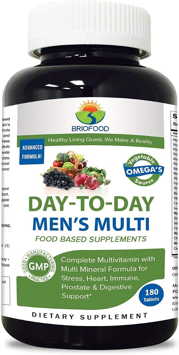 Brieofood BRIOFOOD Day-to-Day Men's Multi 180 Tablets - Food Based Supplement with Vegetable Source Omegas
